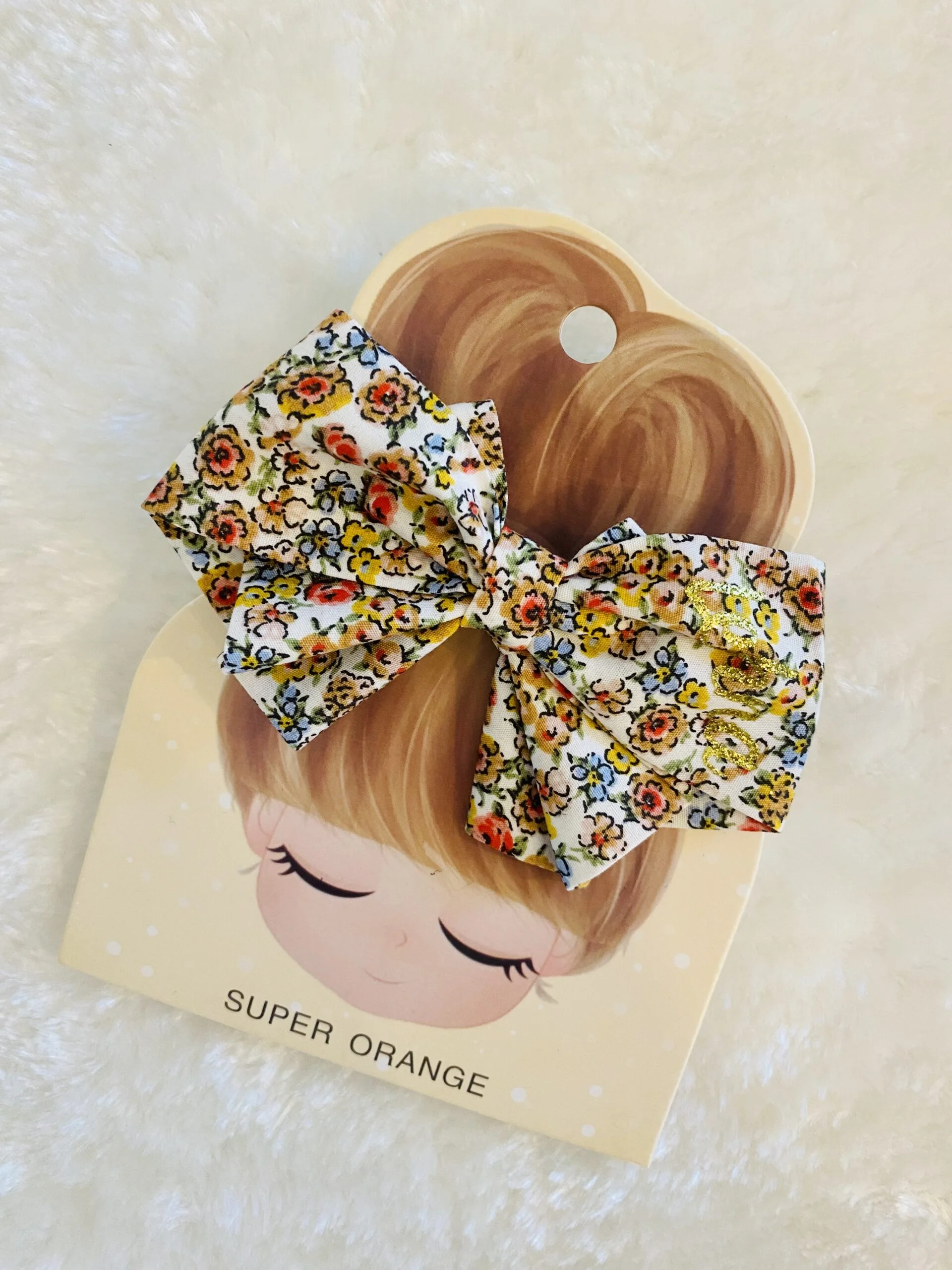 Chouchou nœud papillon fleurie orange